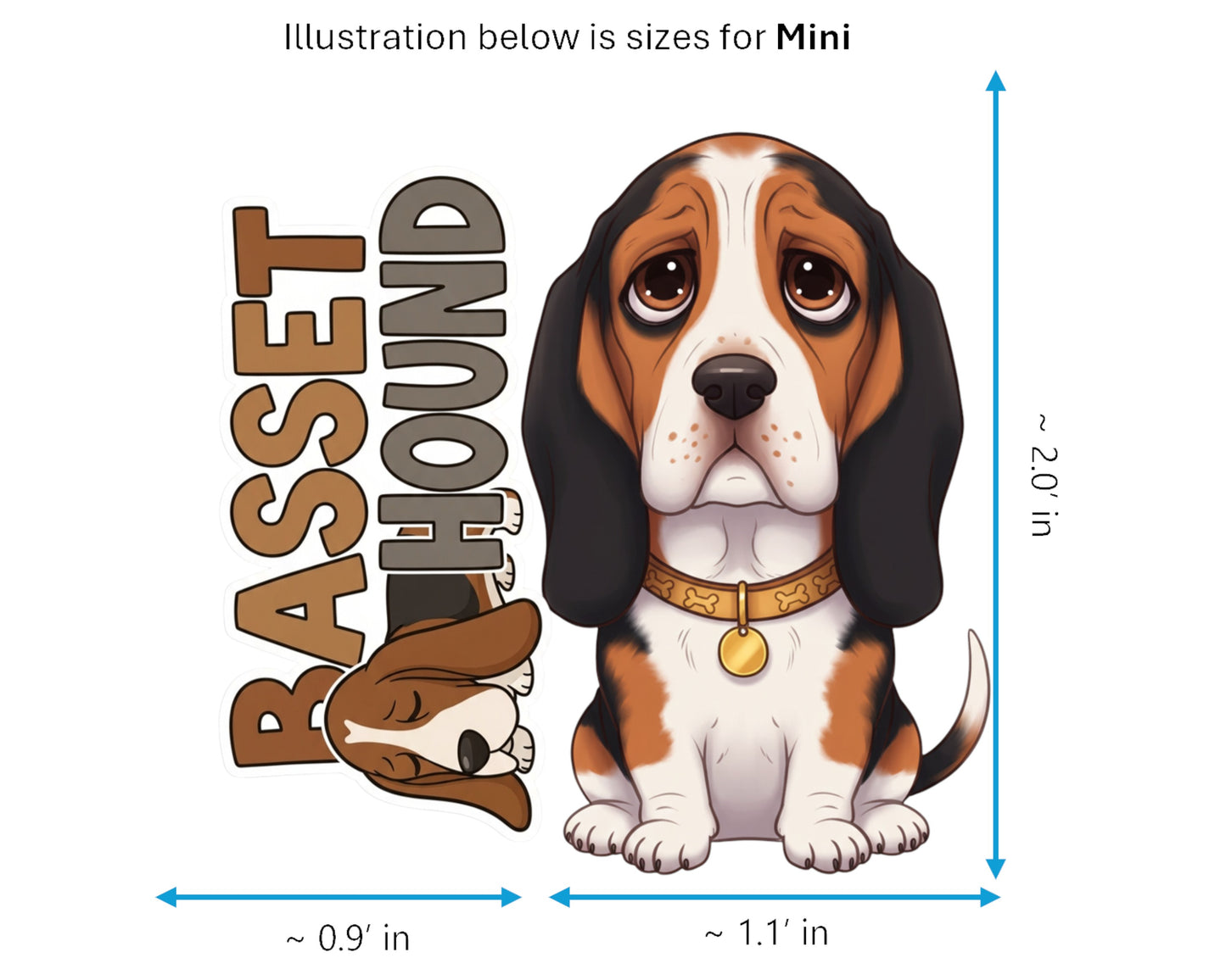 Basset Hound Sticker and Magnet - Sad-Eyed Sleuth Pawkins™ – Scent Hound Dog Breed | Waterproof & UV-Proof