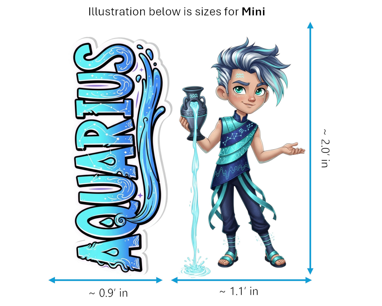 Aquarius Sticker and Magnet - the Water-Bearer Horoskins™ – Zodiac Air Sign | Waterproof & UV-Proof