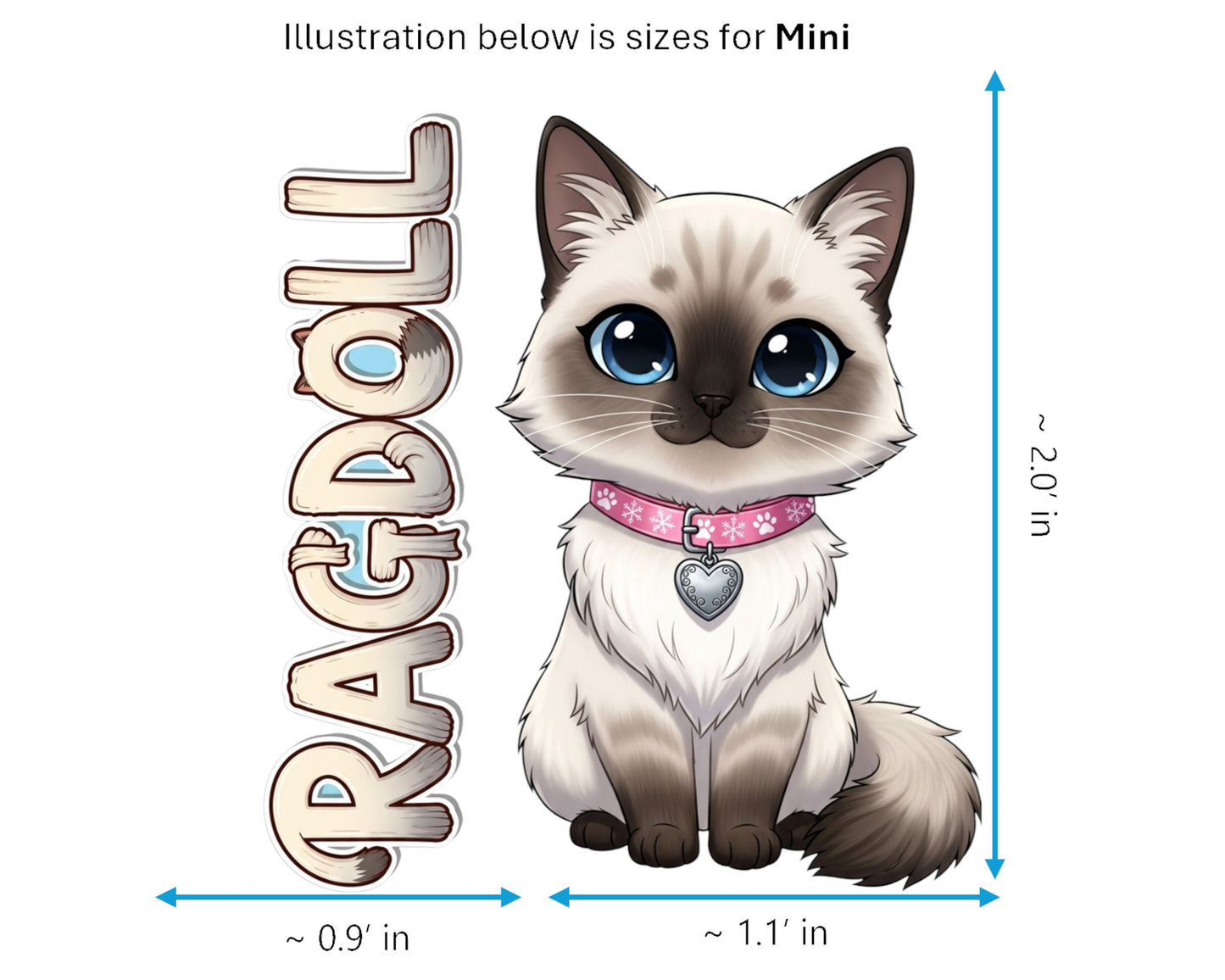 Ragdoll Sticker and Magnet - the Puppy-Cat Purrkins™ – Domestic Cat Breed | Waterproof & UV-Proof