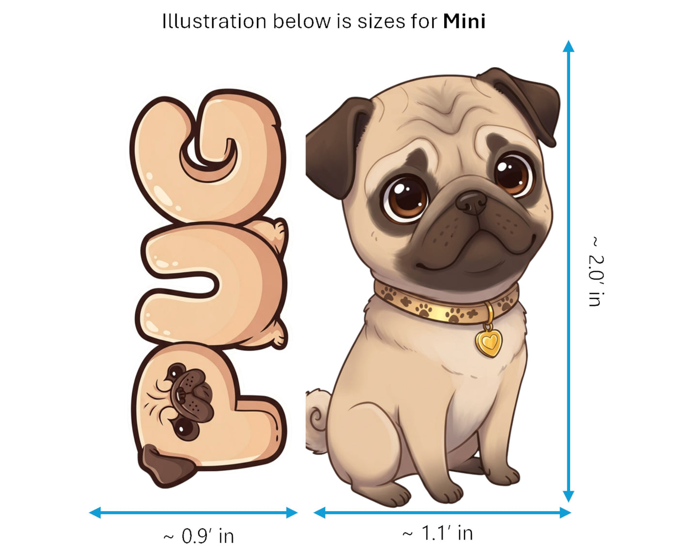 Pug Sticker and Magnet - the Wrinkled Charmer Pawkins™ – Toy Dog Breed | Waterproof & UV-Proof