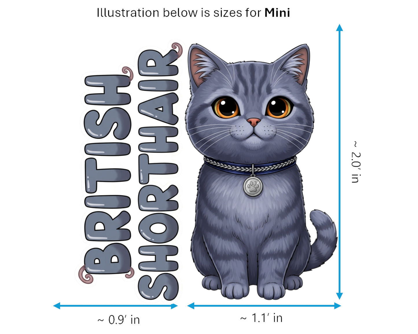 British Shorthair Sticker and Magnet - Cheshire Cat Purrkins™ – Domestic Cat Breed | Waterproof & UV-Proo