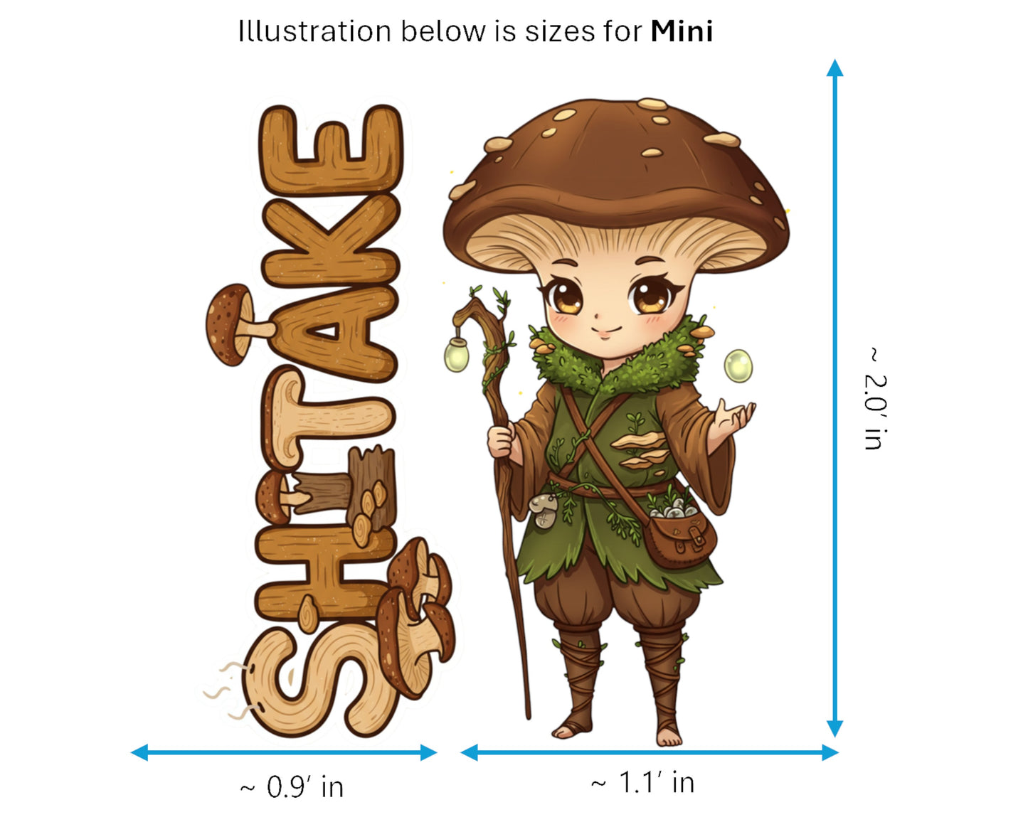 Shiitake Sticker and Magnet - Savory Sentinel Fungikins™ – Edible Mushroom Art | Waterproof & UV-Proof