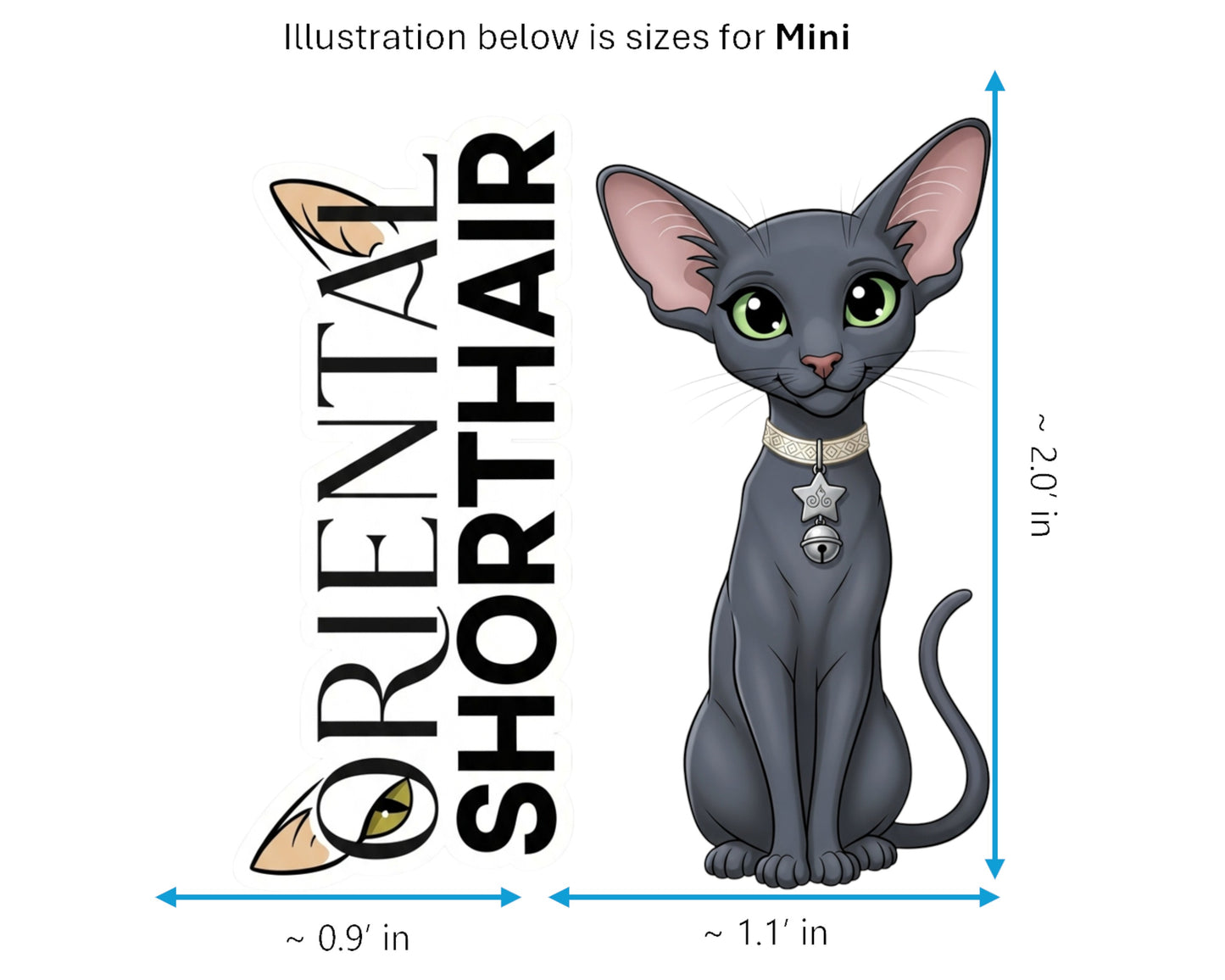 Oriental Shorthair Sticker and Magnet - Ornamental Ori Purrkins™ – Domestic Cat Breed | Waterproof & UV-Proof