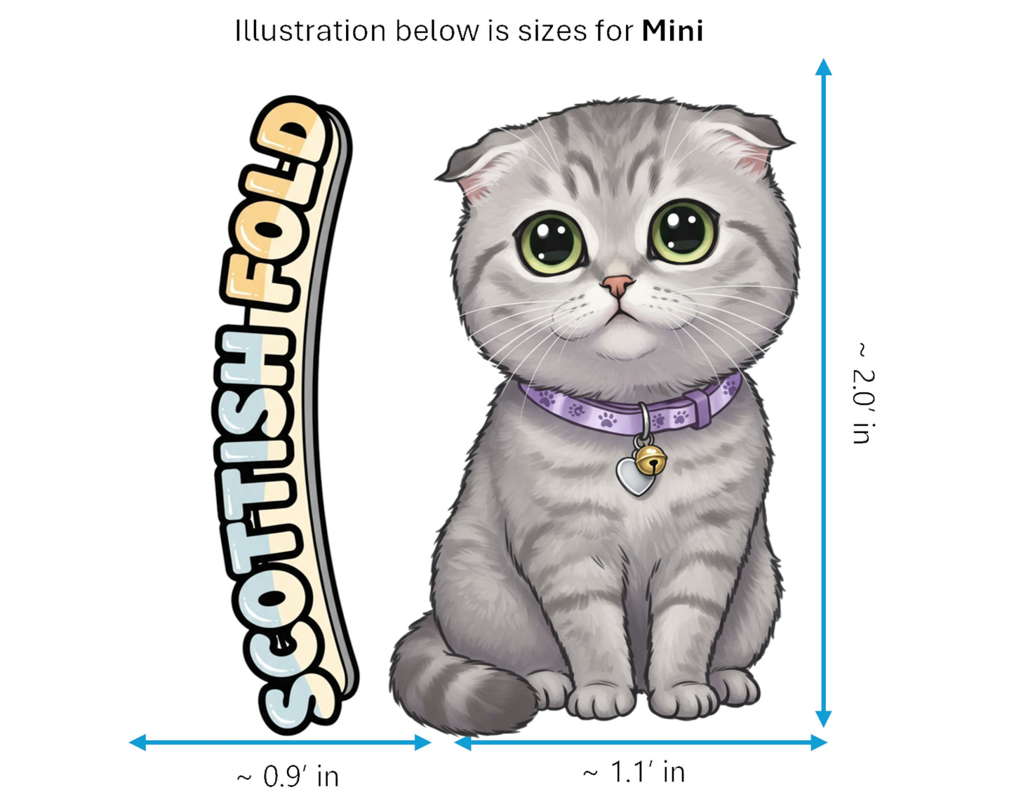 Scottish Fold Sticker and Magnet - Owl-Eyed Cat Purrkins™ – Domestic Cat Breed | Waterproof & UV-Proof