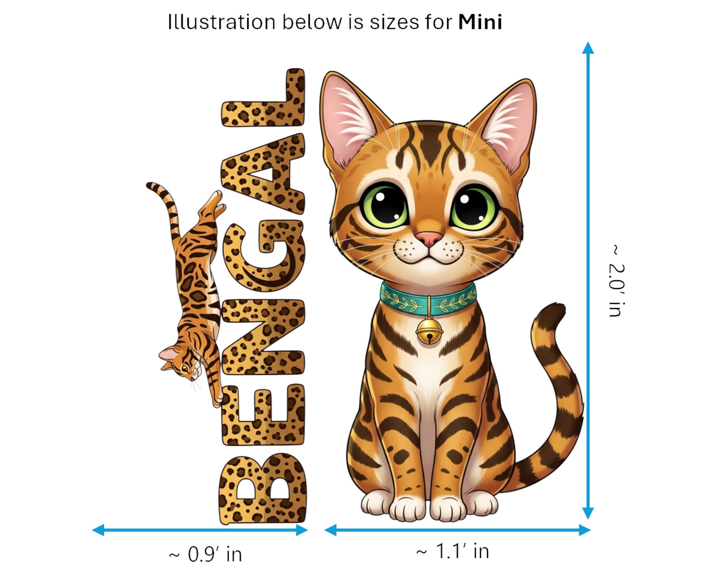 Bengal Sticker and Magnet - the Little Leopard Purrkins™ – Domestic Cat Breed | Waterproof & UV-Proof