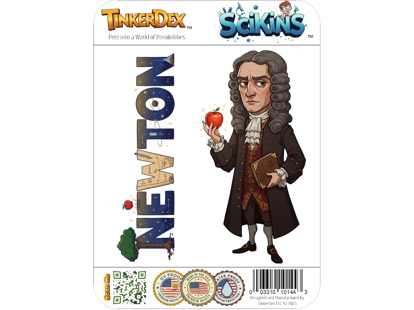 Isaac Newton Sticker and Magnet – Architect of Universal Gravitation Scikins™ – Pioneering Physicist and Mathematician | Waterproof & UV-Proof