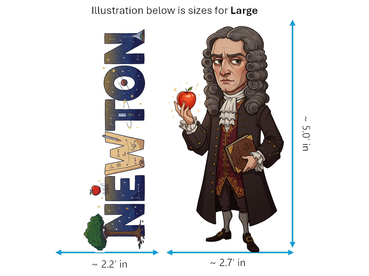 Isaac Newton Sticker and Magnet – Architect of Universal Gravitation Scikins™ – Pioneering Physicist and Mathematician | Waterproof & UV-Proof