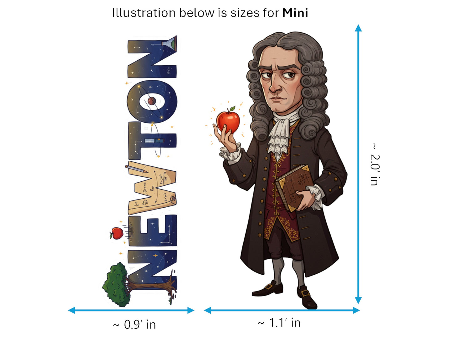 Isaac Newton Sticker and Magnet – Architect of Universal Gravitation Scikins™ – Pioneering Physicist and Mathematician | Waterproof & UV-Proof