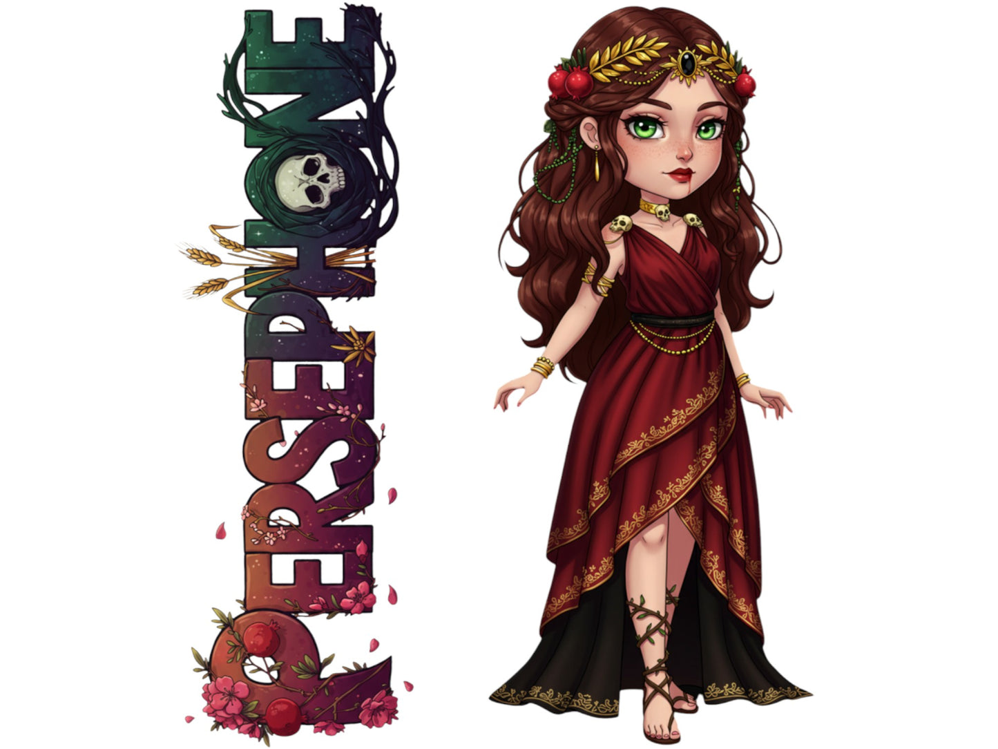 Persephone Sticker and Magnet – Kore Goddess of Spring Mythkins™ | Waterproof & UV-Proof