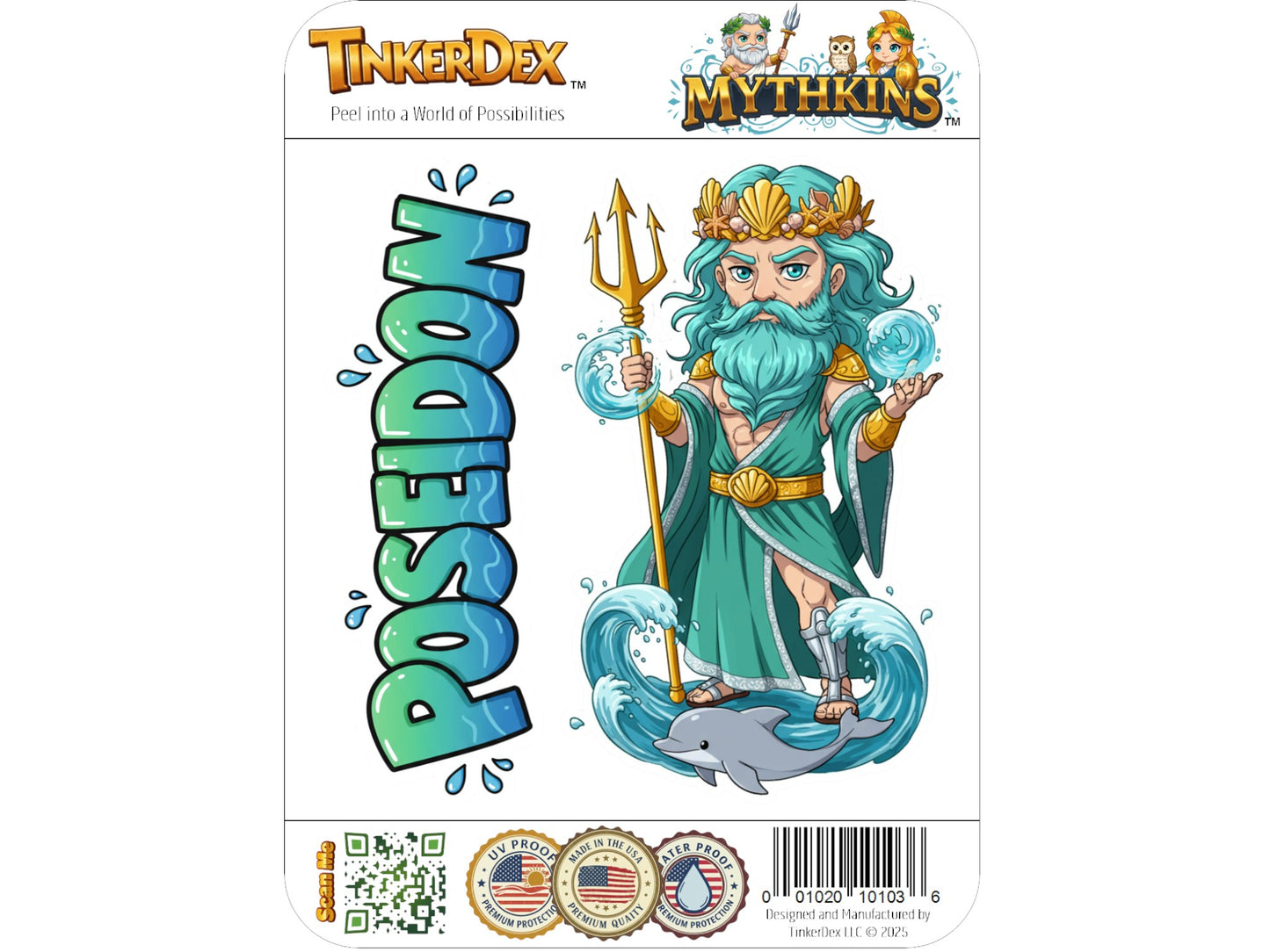Poseidon Ennosigaios Mythkins™ Vinyl Sticker – Greek God of the Sea and Earthquakes | Waterproof & UV-Proof