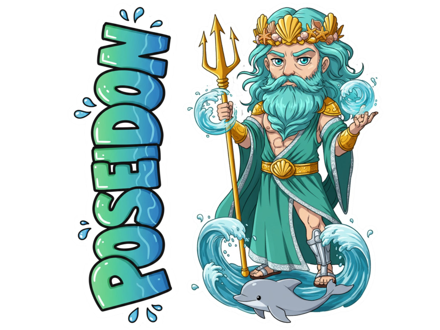 Poseidon Ennosigaios Mythkins™ Vinyl Sticker – Greek God of the Sea and Earthquakes | Waterproof & UV-Proof
