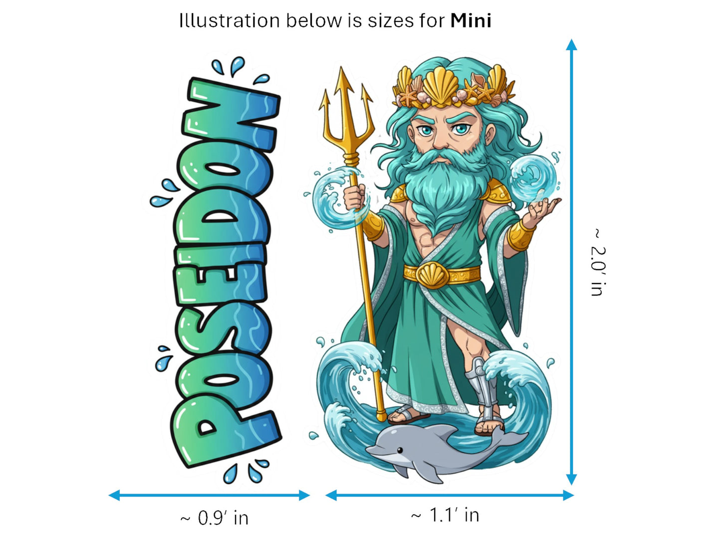Poseidon Ennosigaios Mythkins™ Vinyl Sticker – Greek God of the Sea and Earthquakes | Waterproof & UV-Proof