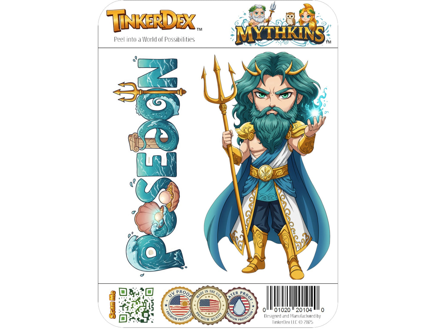 Poseidon Pelagaios Mythkins™ Vinyl Sticker – Greek God of the Sea | Waterproof & UV-Proof