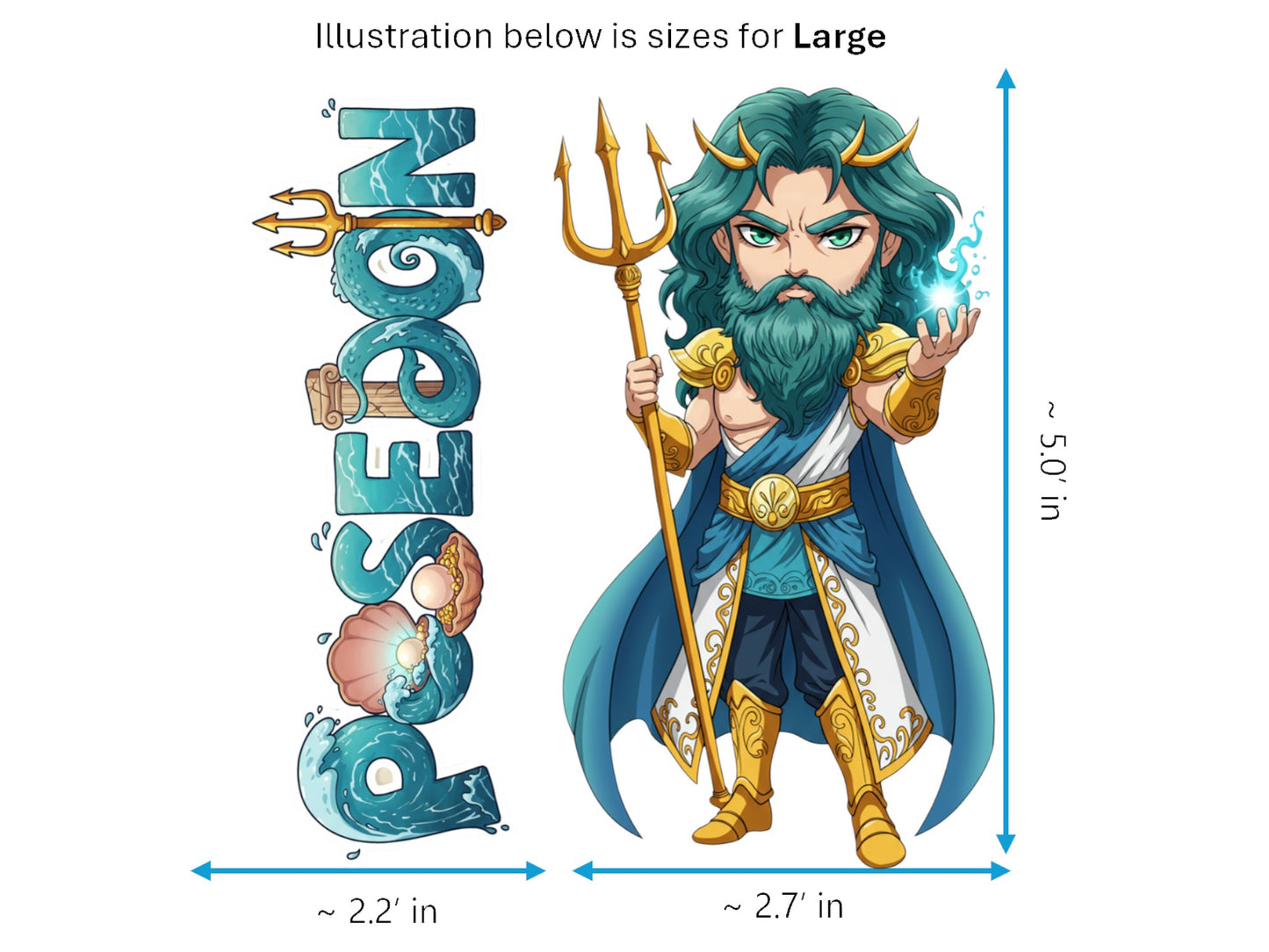 Poseidon Pelagaios Mythkins™ Vinyl Sticker – Greek God of the Sea | Waterproof & UV-Proof