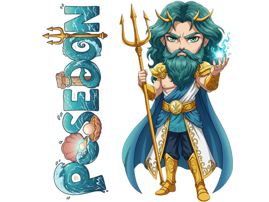 Poseidon Pelagaios Mythkins™ Vinyl Sticker – Greek God of the Sea | Waterproof & UV-Proof