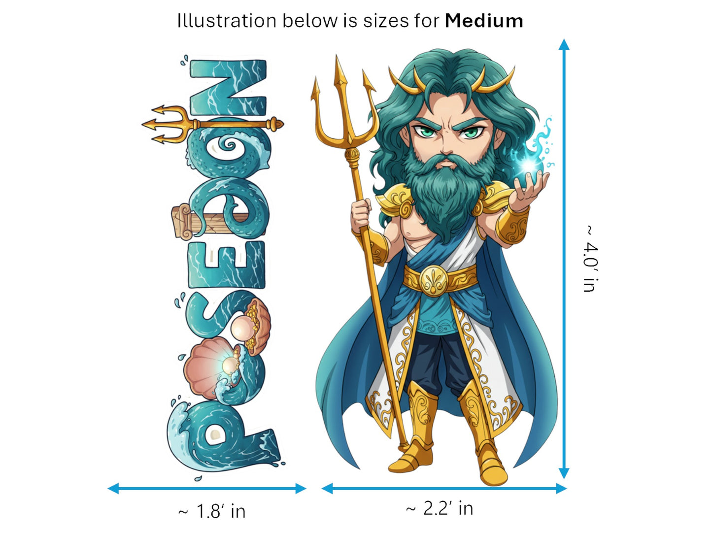 Poseidon Pelagaios Mythkins™ Vinyl Sticker – Greek God of the Sea | Waterproof & UV-Proof