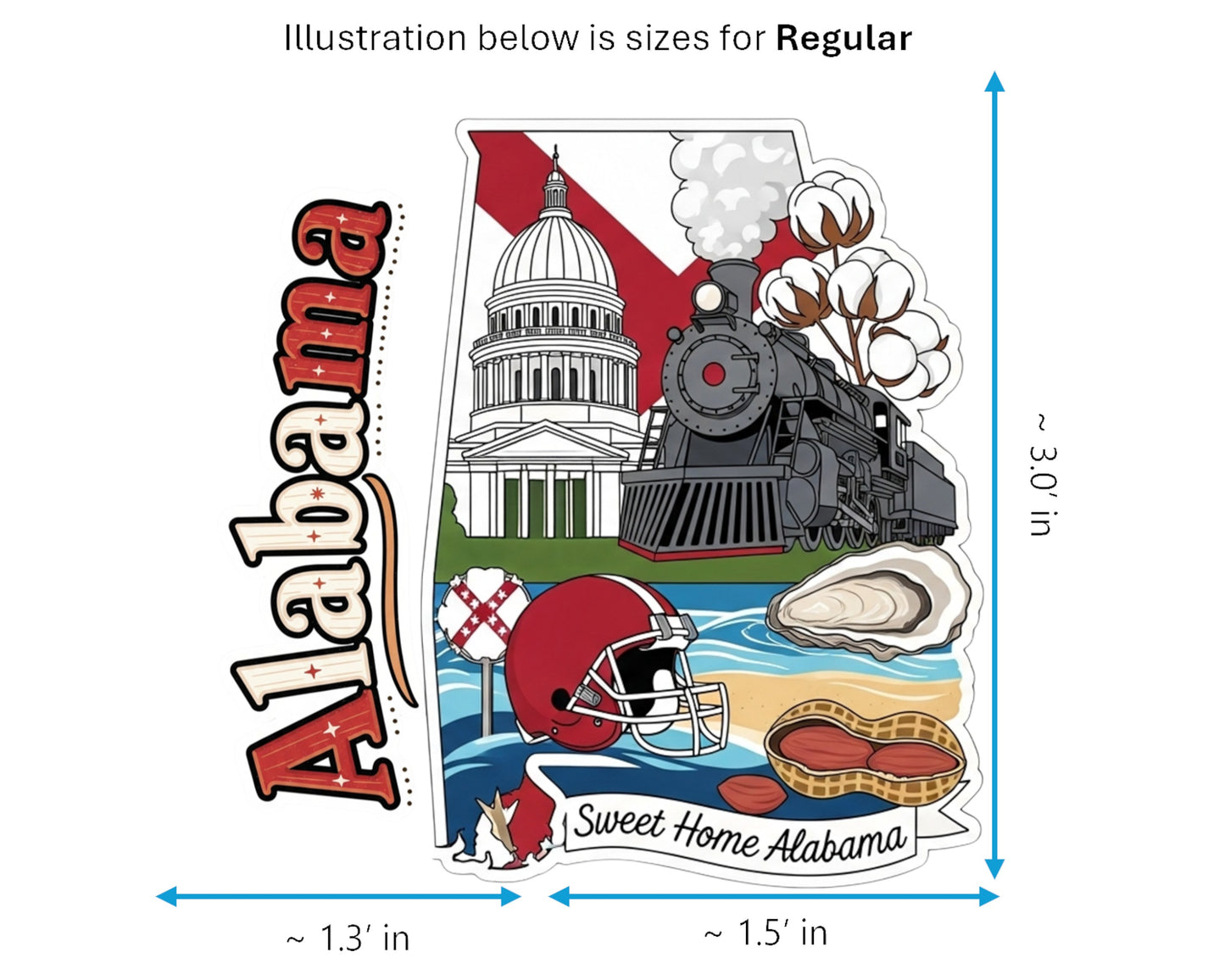 Alabama Sticker and Magnet - The Yellowhammer State Statekins™ – USA State Souvenir | Waterproof & UV-Proof