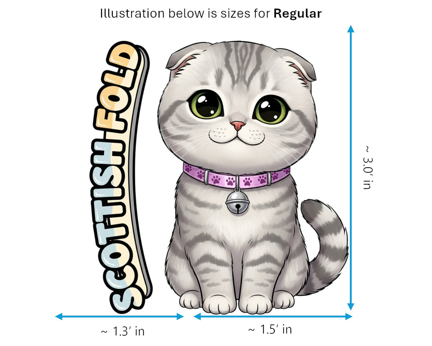 Scottish Fold Sticker and Magnet - Owl-Eyed Cat Purrkins™ – Domestic Cat Breed | Waterproof & UV-Proof