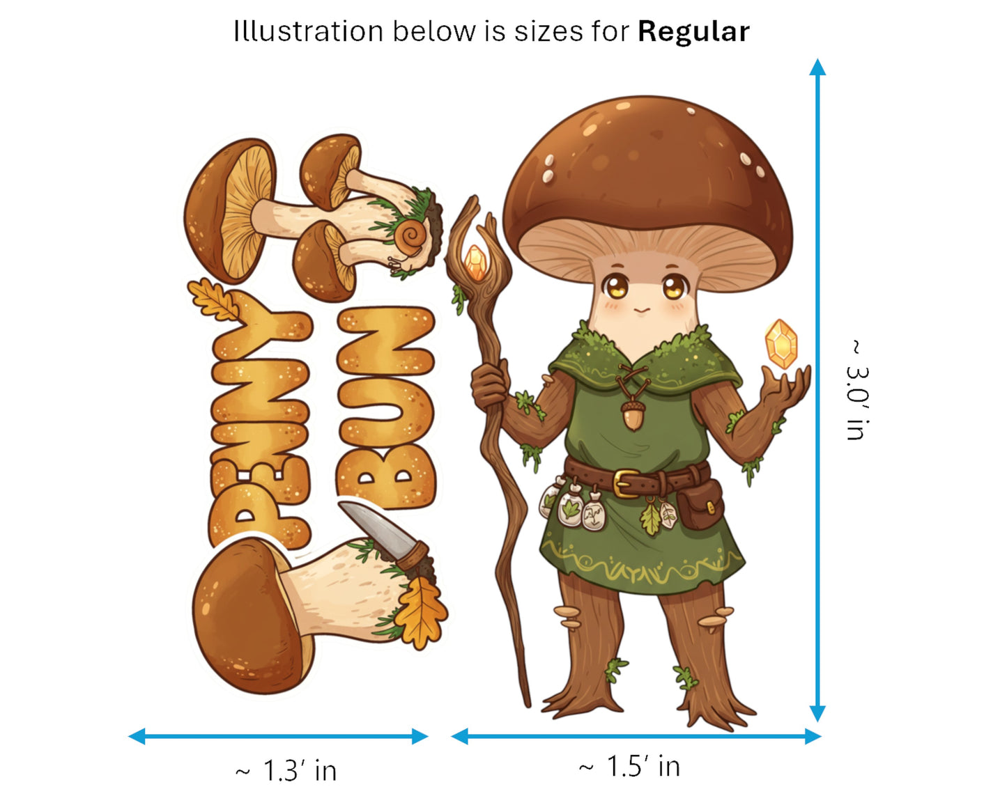 Penny Bun Sticker and Magnet - Woodland Wanderer Fungikins™ – Edible Mushroom Art | Waterproof & UV-Proof