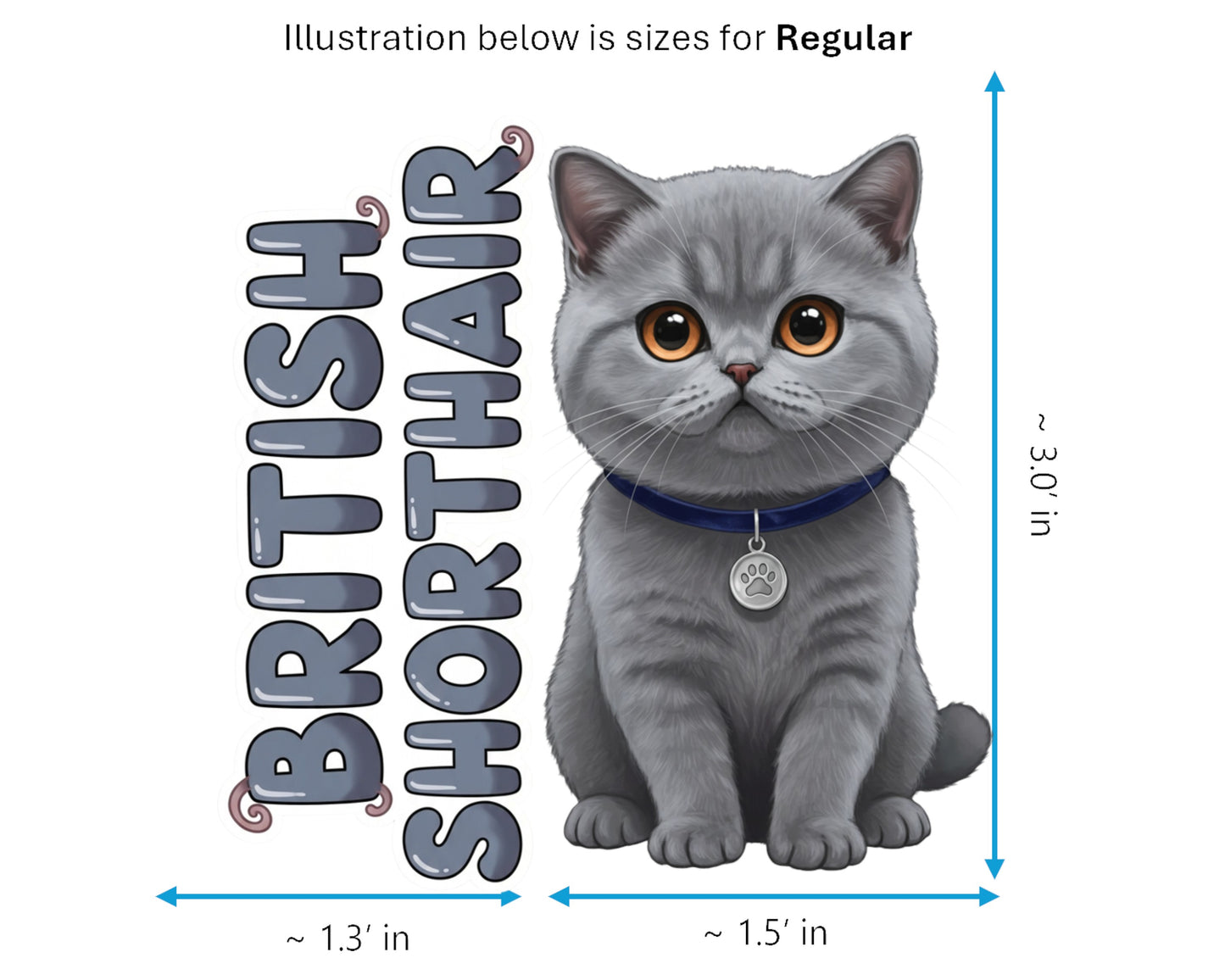 British Shorthair Sticker and Magnet - Cheshire Cat Purrkins™ – Domestic Cat Breed | Waterproof & UV-Proof
