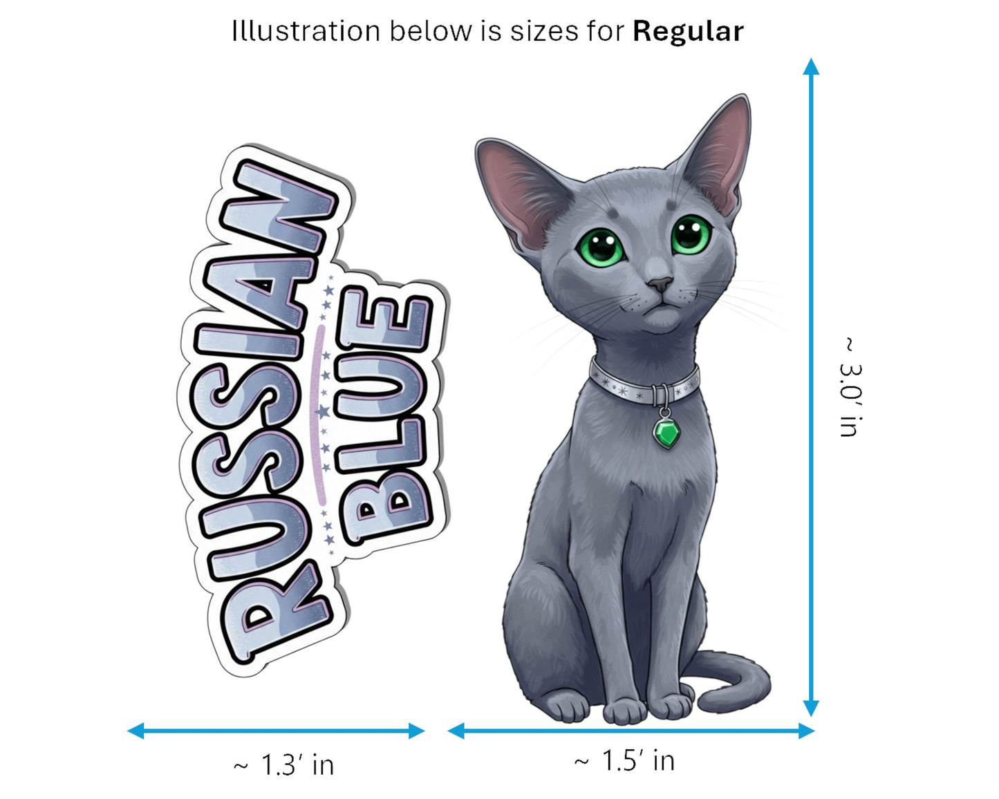 Russian Blue Sticker and Magnet - Archangel Cat Purrkins™ – Domestic Cat Breed | Waterproof & UV-Proof