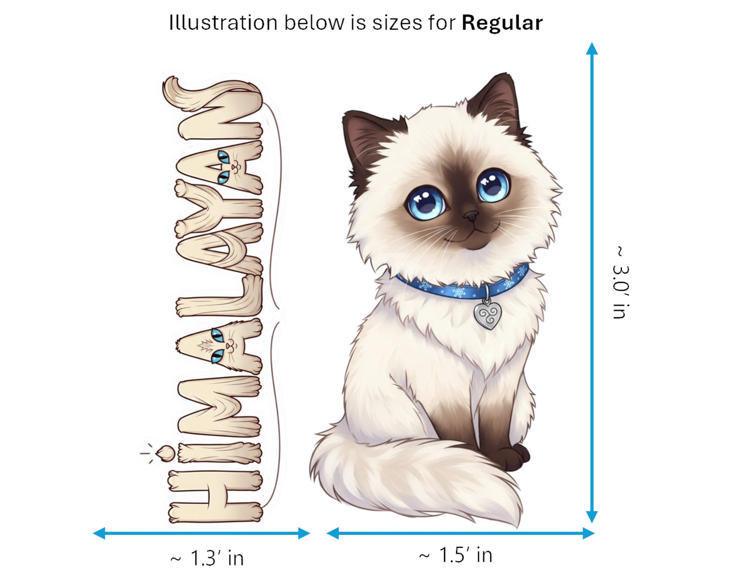 Himalayan Sticker and Magnet - Snow-Kissed Cat Purrkins™ – Long-haired Cat Breed | Waterproof & UV-Proof