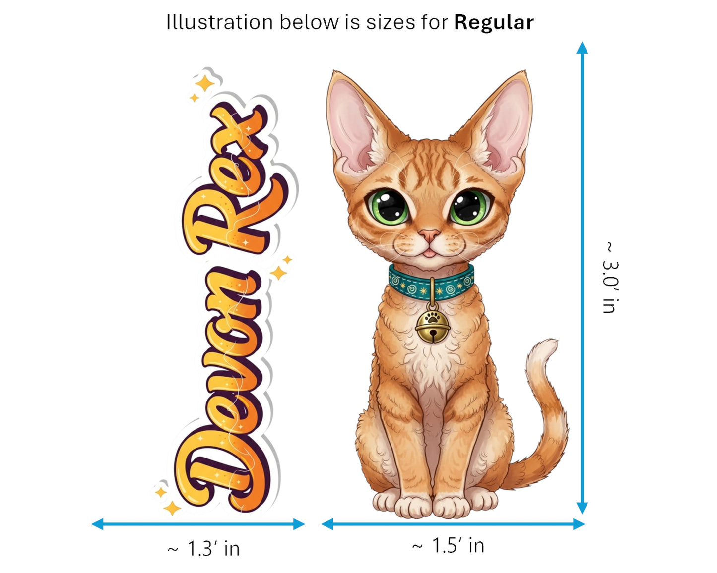 Devon Rex Sticker and Magnet - the Pixie Cat Purrkins™ – Domestic Cat Breed | Waterproof & UV-Proof