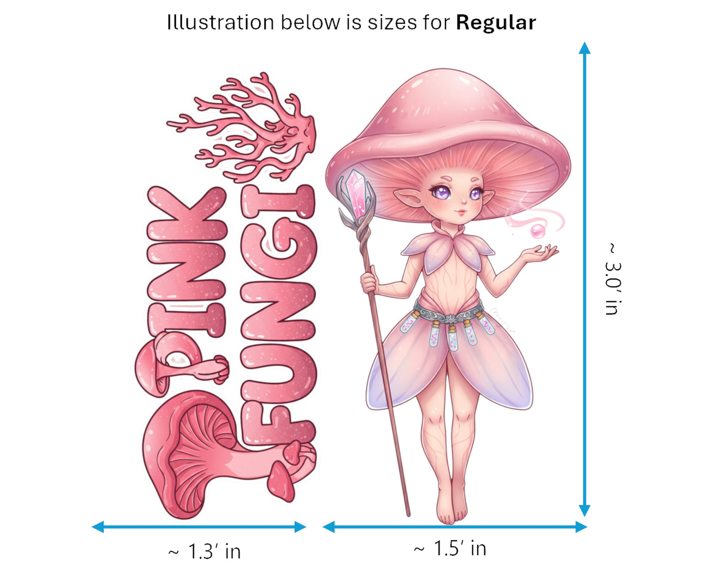 Pink Fungi Sticker and Magnet - the Petal Pixie Fungikins™ – Fantasy Mushroom Art | Waterproof & UV-Proof