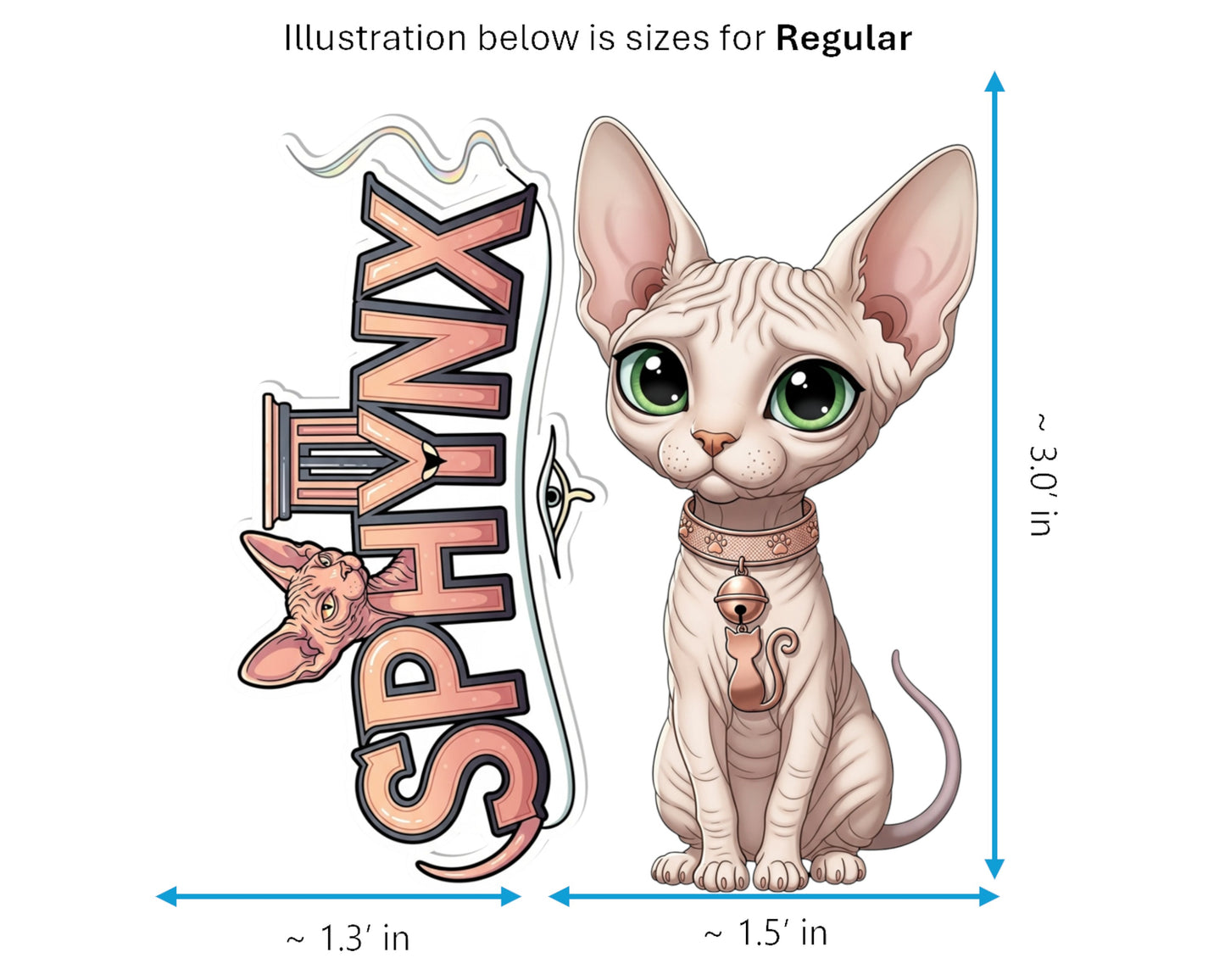 Sphynx Sticker and Magnet - Hairless Wonder Purrkins™ – Domestic Cat Breed | Waterproof & UV-Proof