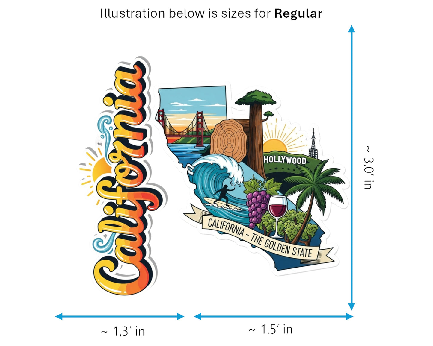 California Sticker and Magnet - The Golden State Statekins™ – USA State Souvenir | Waterproof & UV-Proof