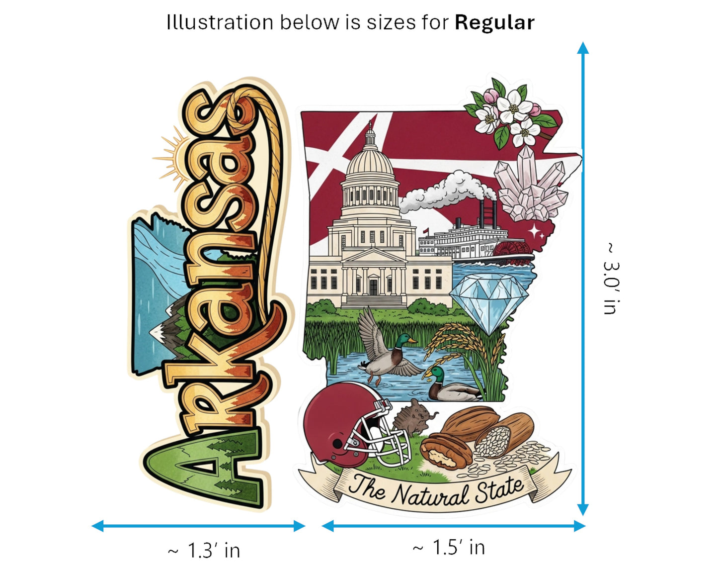 Arkansas Sticker and Magnet - The Natural State Statekins™ – USA State Souvenir | Waterproof & UV-Proof