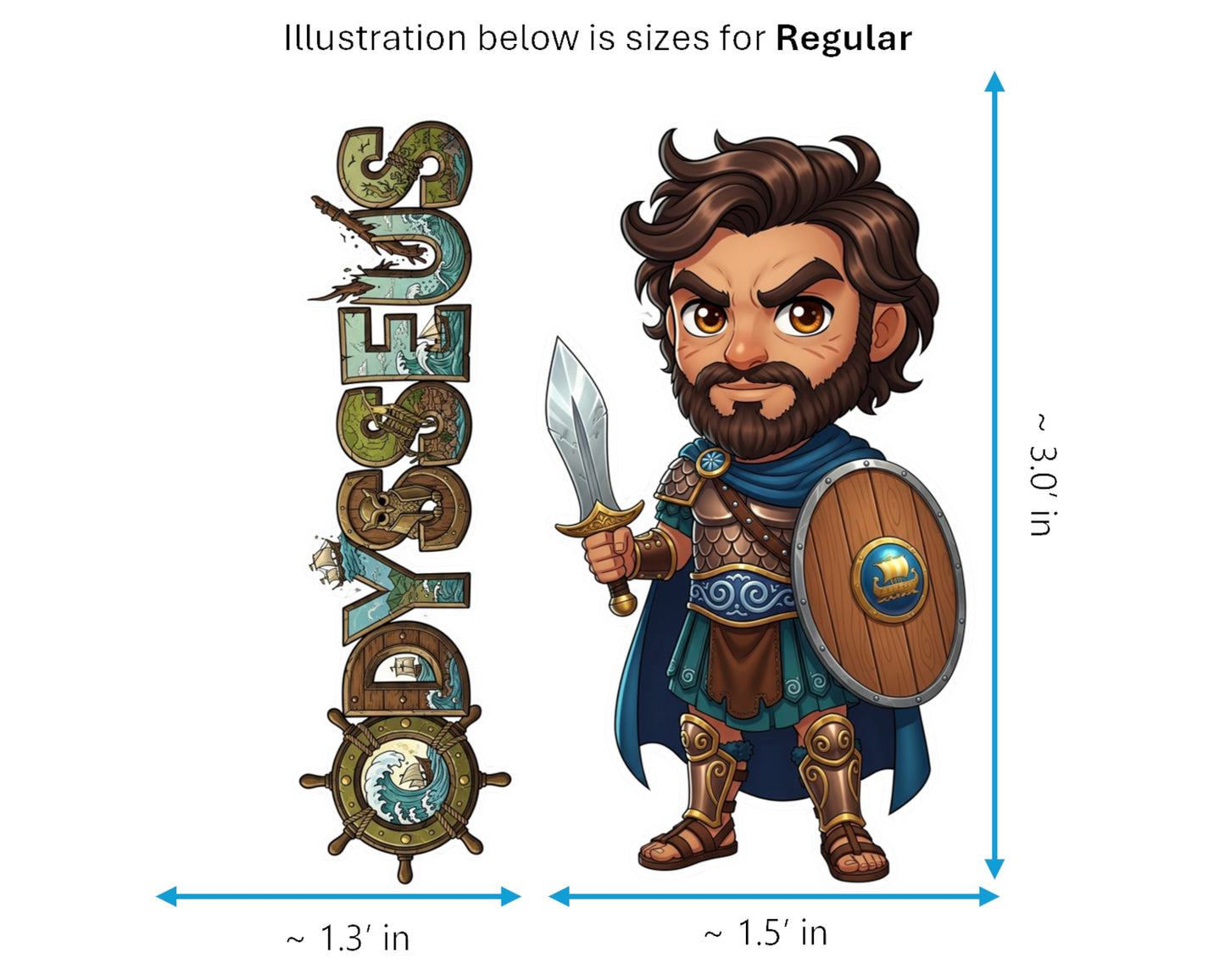 Odysseus Sticker and Magnet - Polymetis Mythkins™ – Cunning Hero of the Odyssey | Waterproof & UV-Proof