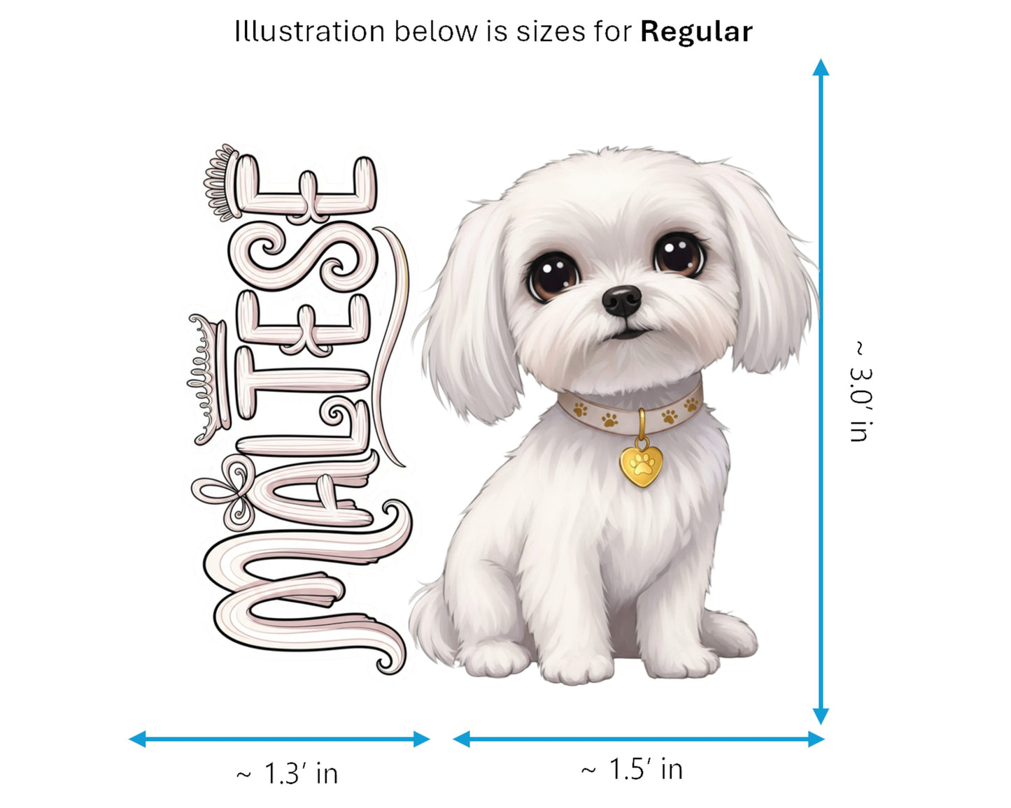 Maltese Sticker and Magnet - Roman Ladies' Dog Pawkins™ – Toy Dog Breed | Waterproof & UV-Proof