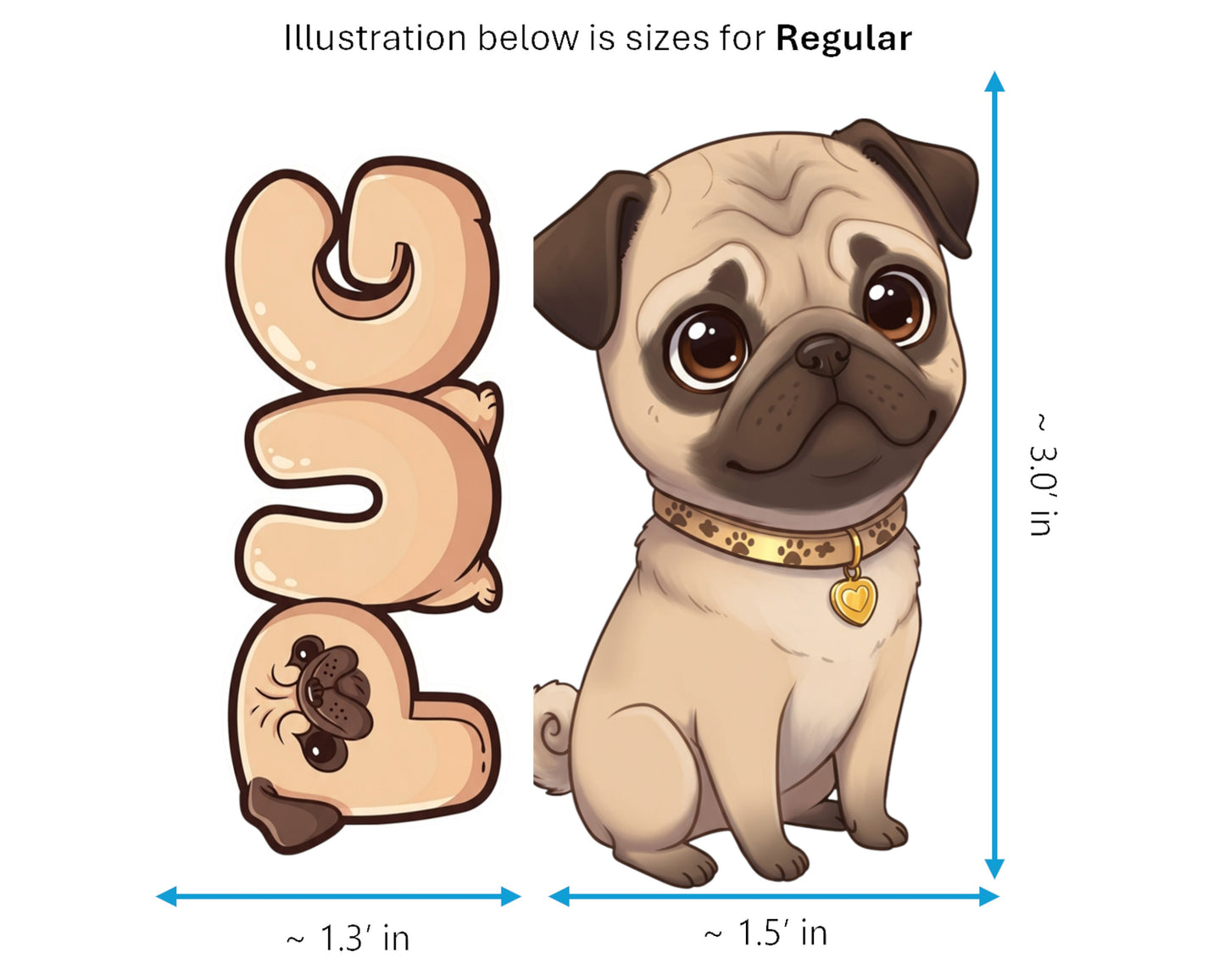 Pug Sticker and Magnet - the Wrinkled Charmer Pawkins™ – Toy Dog Breed | Waterproof & UV-Proof