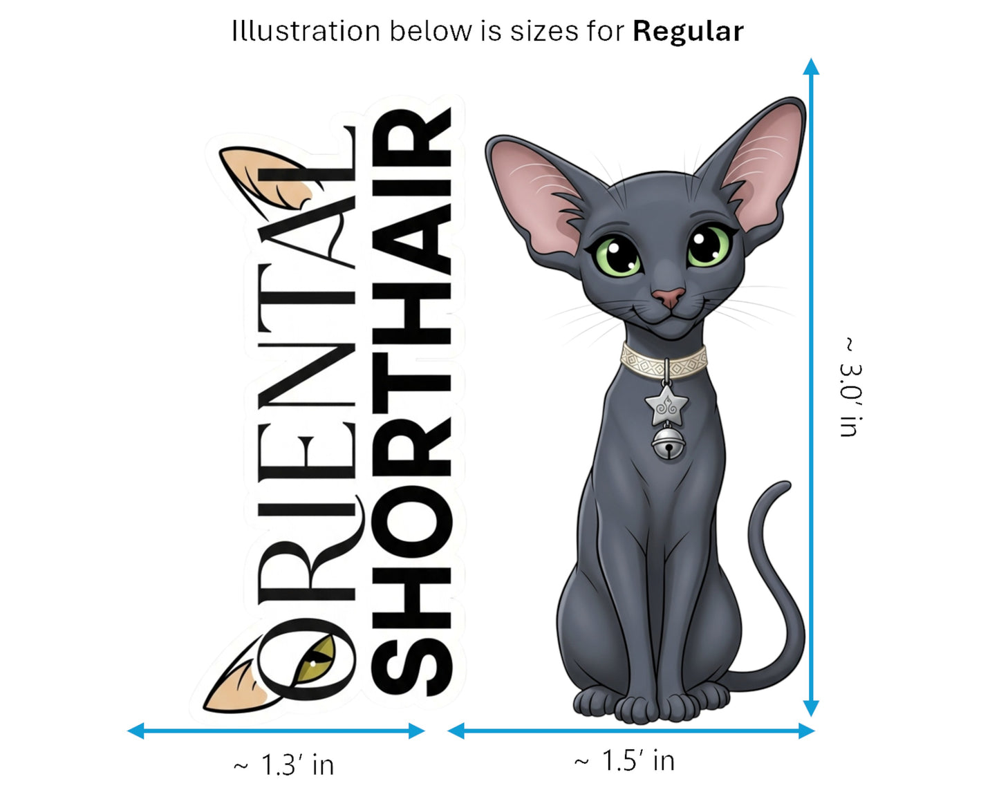 Oriental Shorthair Sticker and Magnet - Ornamental Ori Purrkins™ – Domestic Cat Breed | Waterproof & UV-Proof