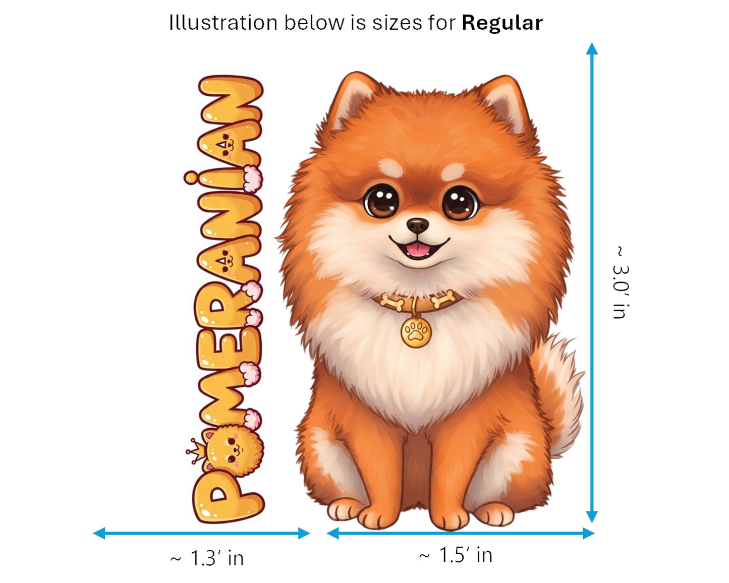 Pomeranian Sticker and Magnet - Fluffy Pom-Pom Pawkins™ – Toy Dog Breed | Waterproof & UV-Proof