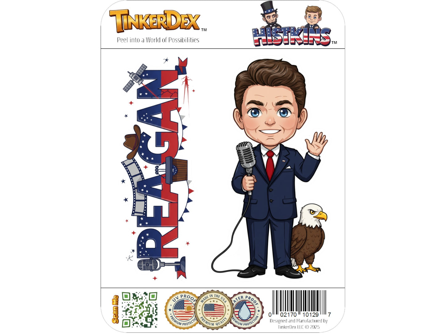 Ronald Reagan the Great Communicator Histkins™ Vinyl Sticker – 40th U.S. President | Waterproof & UV-Proof