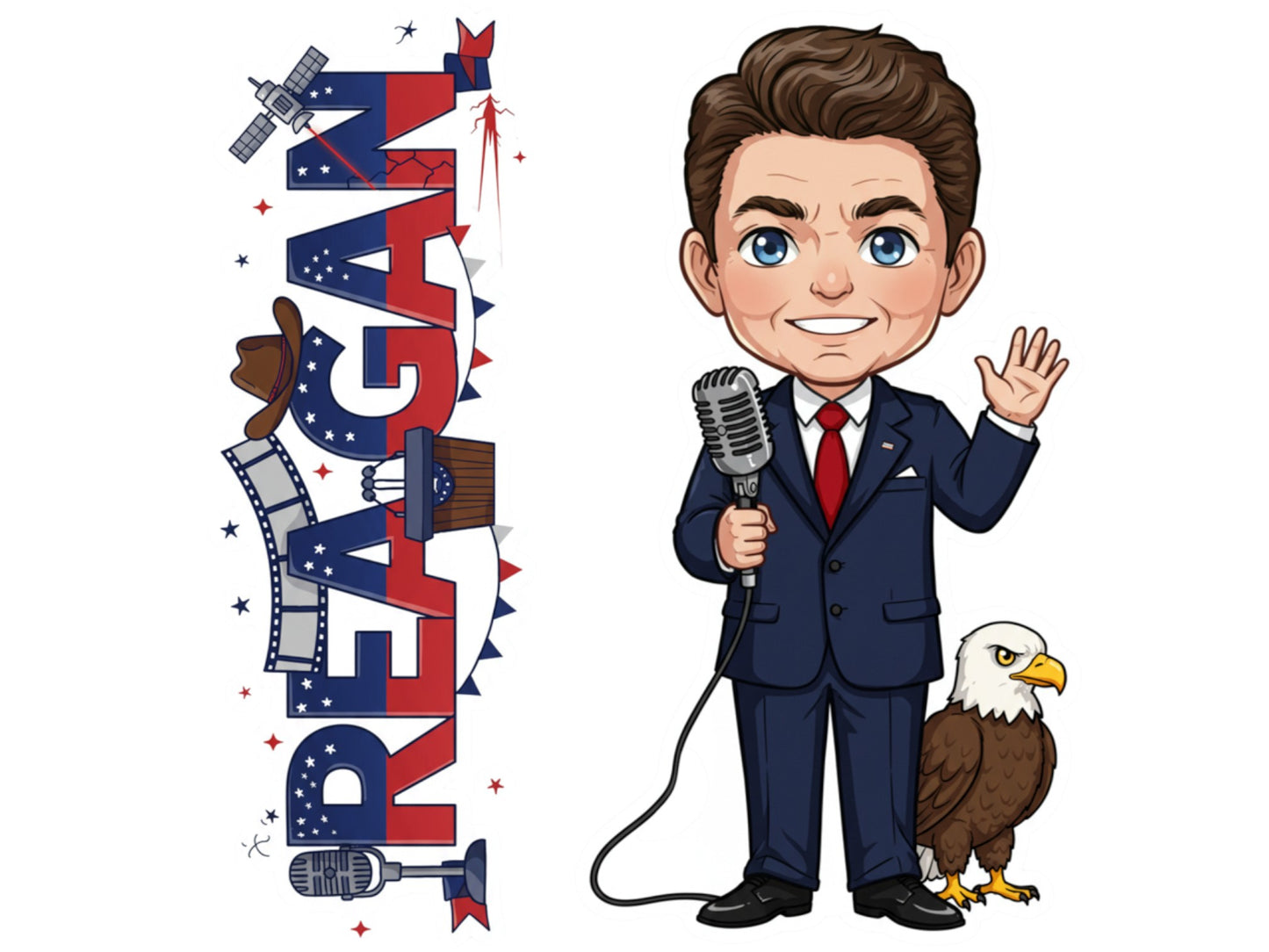 Ronald Reagan the Great Communicator Histkins™ Vinyl Sticker – 40th U.S. President | Waterproof & UV-Proof