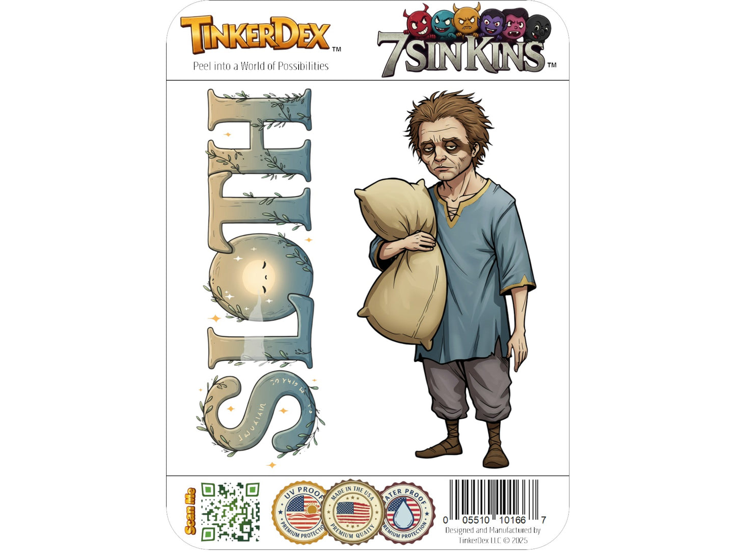 Sloth Acedia 7 Sinkins™ Vinyl Sticker – Personification of Sloth | Waterproof & UV-Proof