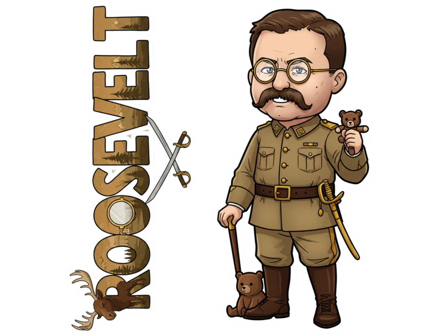 Thedore Roosevelt the Rough Rider Histkins™ Vinyl Sticker – 26th U.S. President | Waterproof & UV-Proof