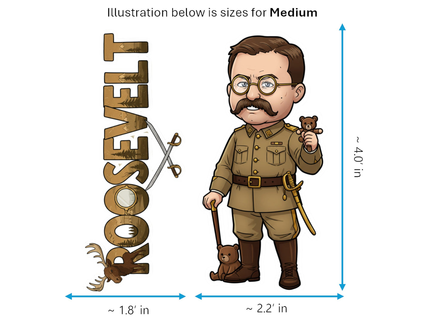 Thedore Roosevelt the Rough Rider Histkins™ Vinyl Sticker – 26th U.S. President | Waterproof & UV-Proof