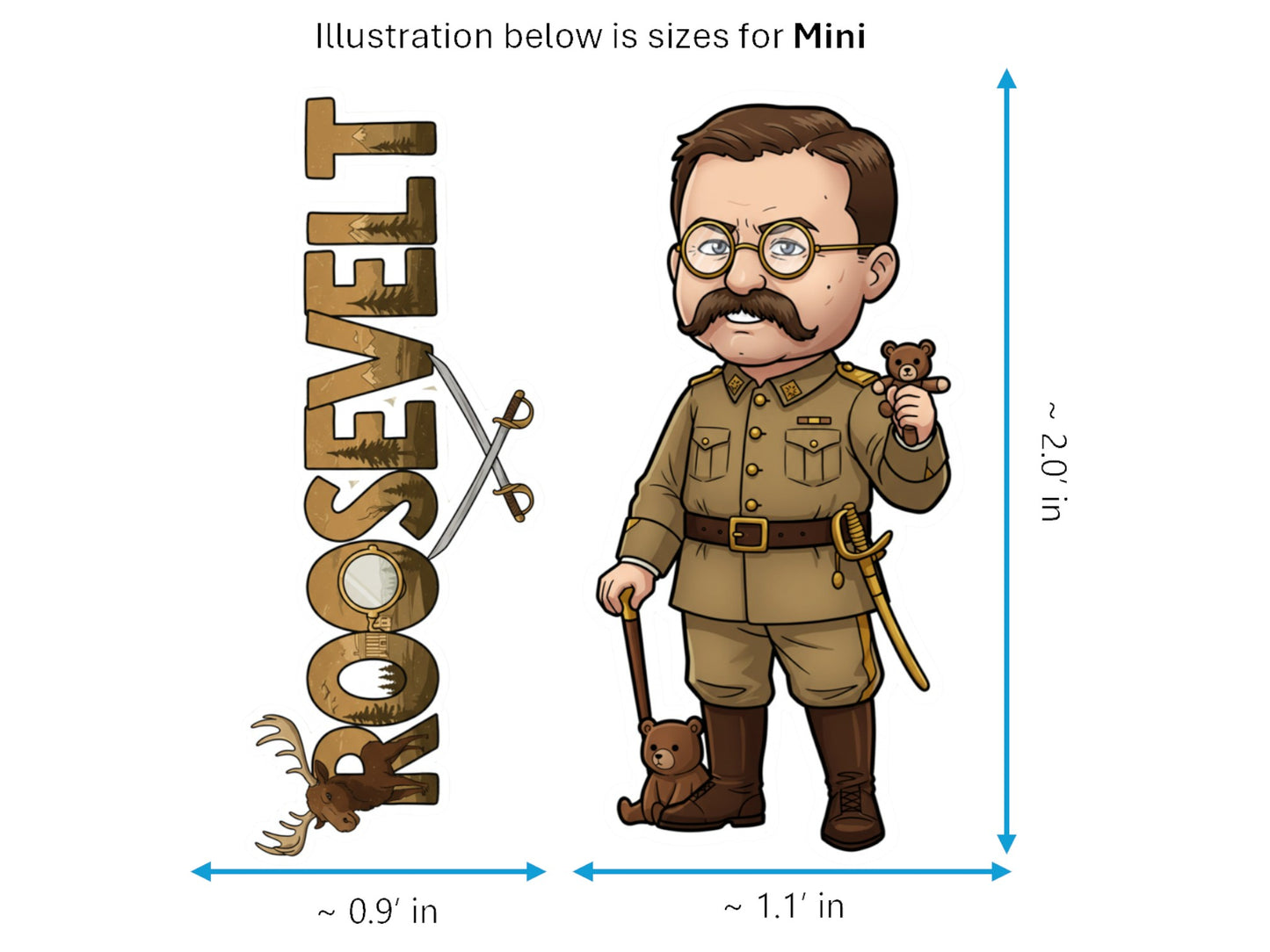 Thedore Roosevelt the Rough Rider Histkins™ Vinyl Sticker – 26th U.S. President | Waterproof & UV-Proof