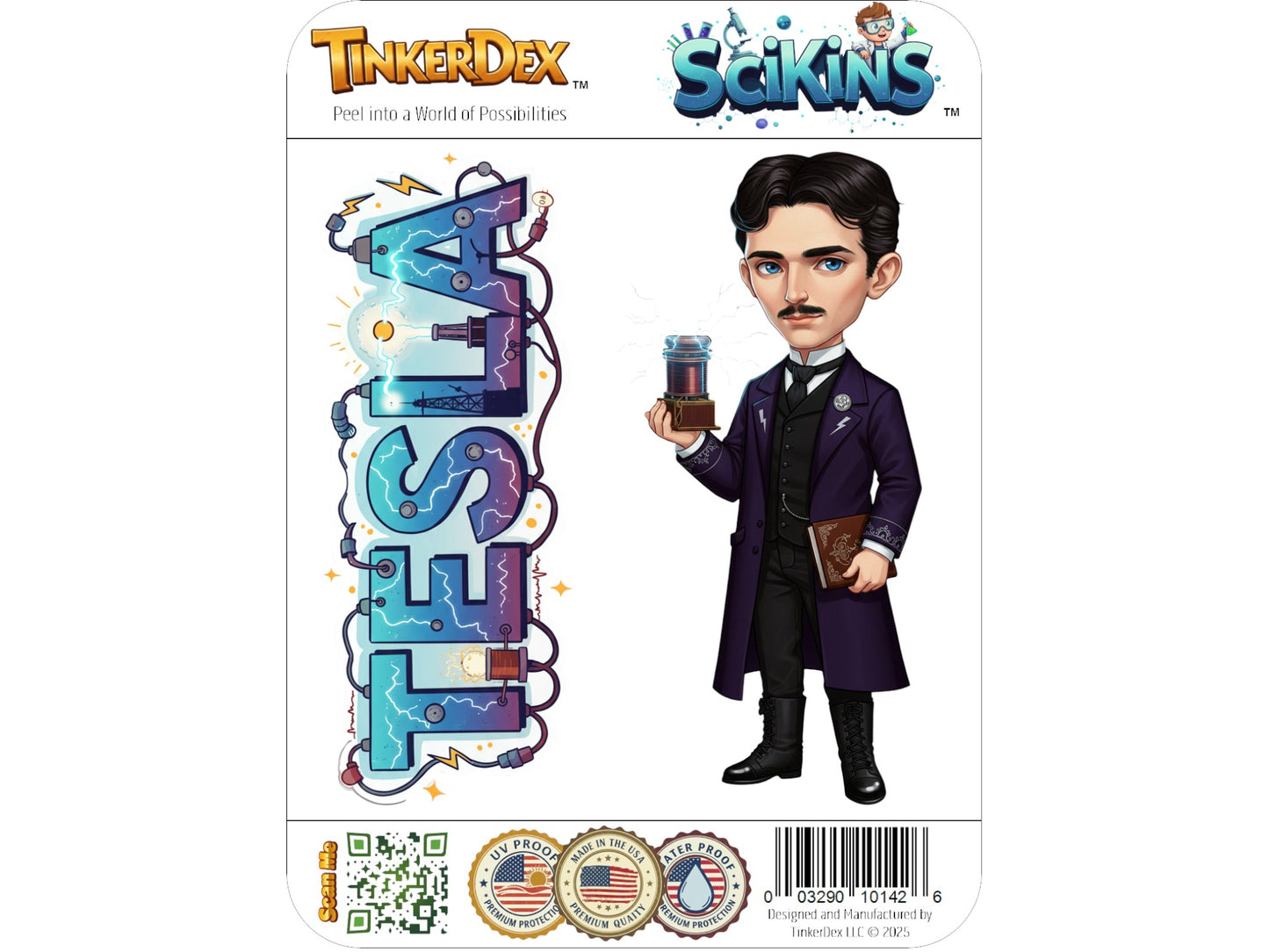 Nikola Tesla Sticker and Magnet – Master of Lightning Scikins™ | Waterproof & UV-Proof