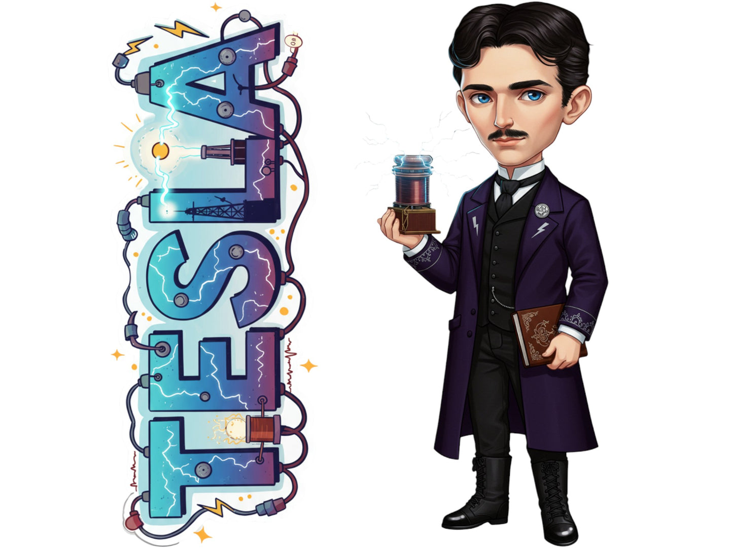 Nikola Tesla Sticker and Magnet – Master of Lightning Scikins™ | Waterproof & UV-Proof