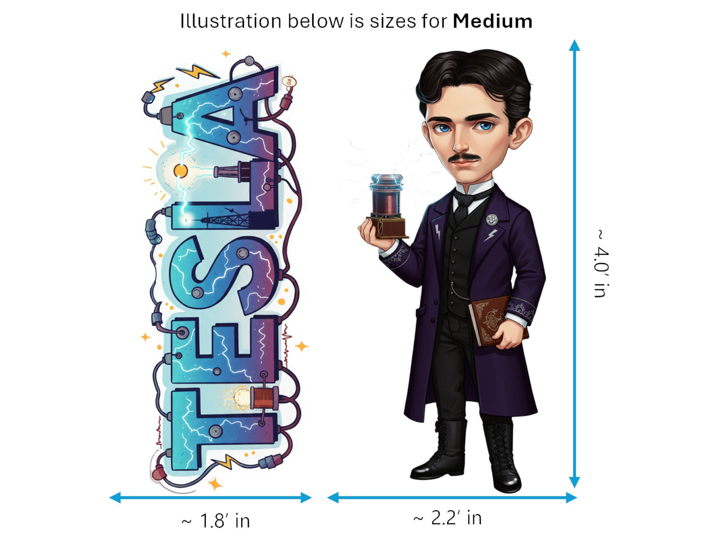 Nikola Tesla Sticker and Magnet – Master of Lightning Scikins™ | Waterproof & UV-Proof