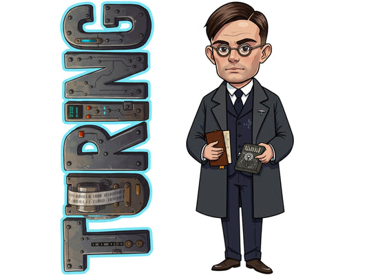 Alan Turing Sticker and Magnet – the Codebreaker Scikins™ – WWII Codebreaker and Mathematician | Waterproof & UV-Proof