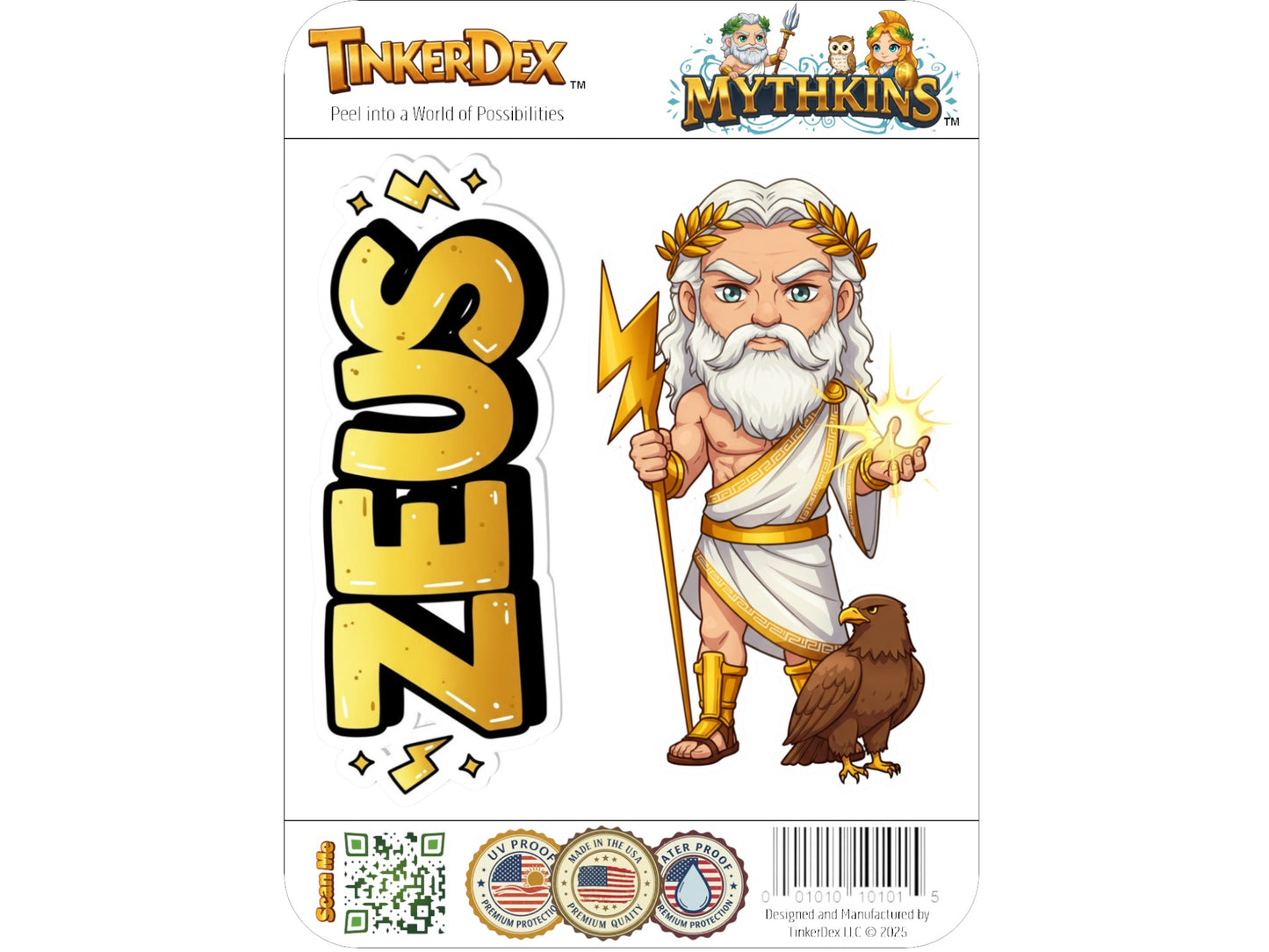 Zeus Keraunos Mythkins™ Vinyl Sticker – King of the Gods and Thunder | Waterproof & UV-Proof