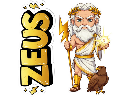 Zeus Keraunos Mythkins™ Vinyl Sticker – King of the Gods and Thunder | Waterproof & UV-Proof