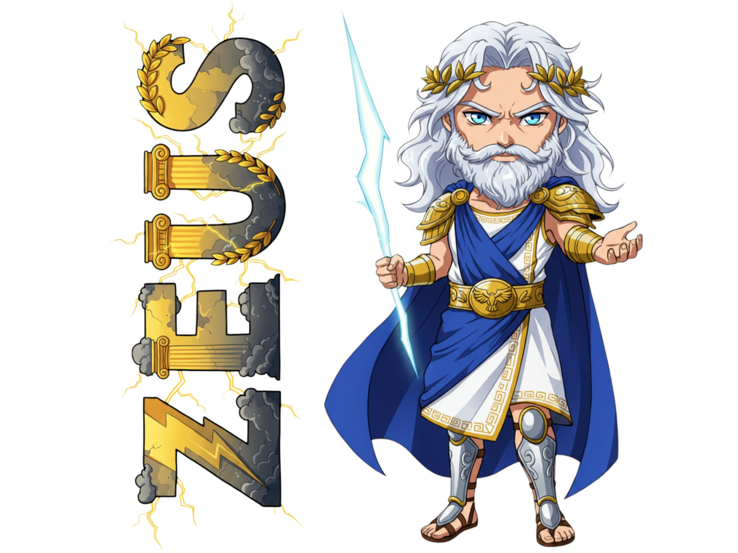 Zeus Basileus Mythkins™ Vinyl Sticker – King of the Gods | Waterproof & UV-Proof