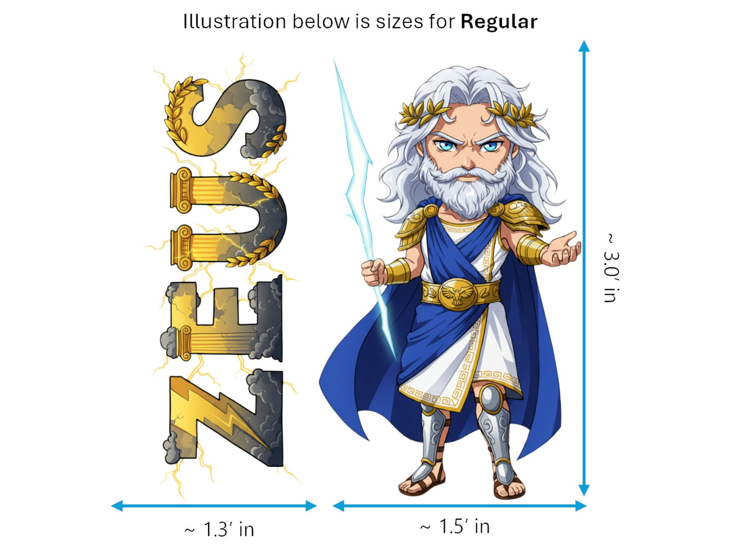 Zeus Basileus Mythkins™ Vinyl Sticker – King of the Gods | Waterproof & UV-Proof